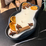 Handgemachte Betonduftkerze "Wave: Grey or Black" Bio Sojawachs mit Vanilla Toffee Duft von DochtFreunde by DochtFreunde