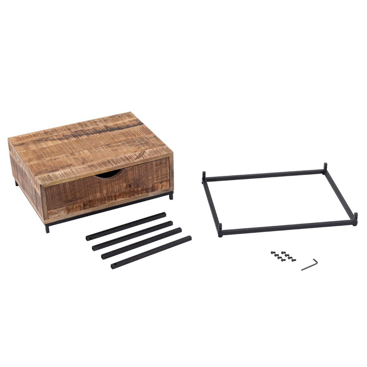 Nachtschrank - Nachtkästchen - Mangoholz 45x45x35cm - Maya - Beistelltisch - Industriell Metall Gestell