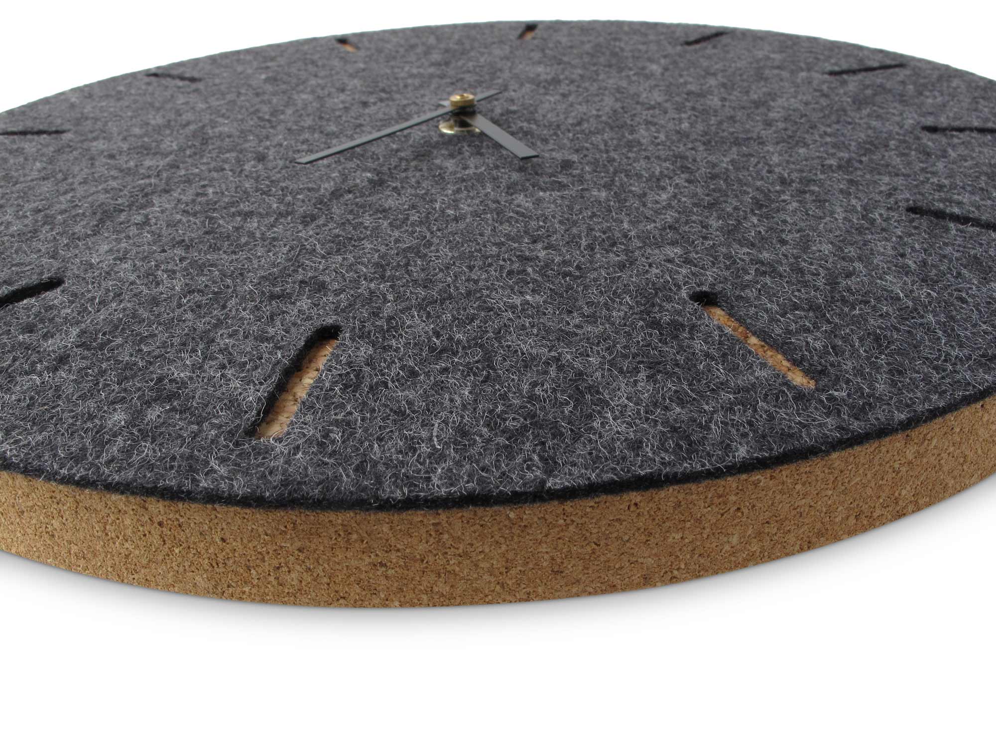 Wanduhr aus Filz und Kork 30 cm | anthrazit - schwarz | Design: Kopenhagen