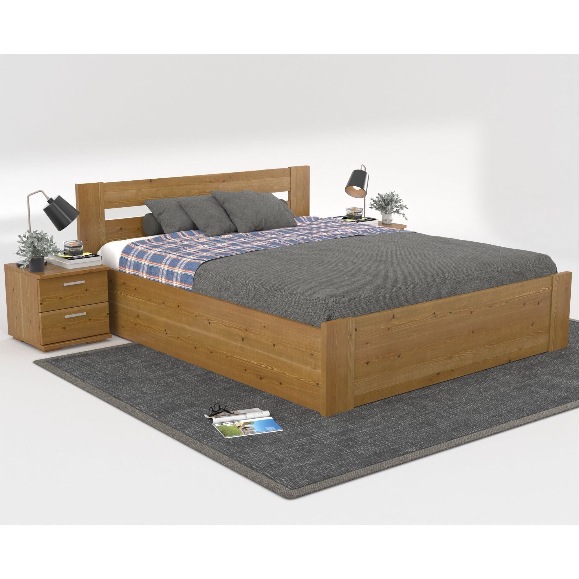 Nobis Kieferbett mit Bettkasten | Massivholz | Naturholz | 100% Bio-Bett inkl. Lattenrost