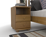 Claudia Kiefer Massivholz Nachttisch Nachtschrank | 2-Schubladen und 1 Regal | 100% Bio Kiefer