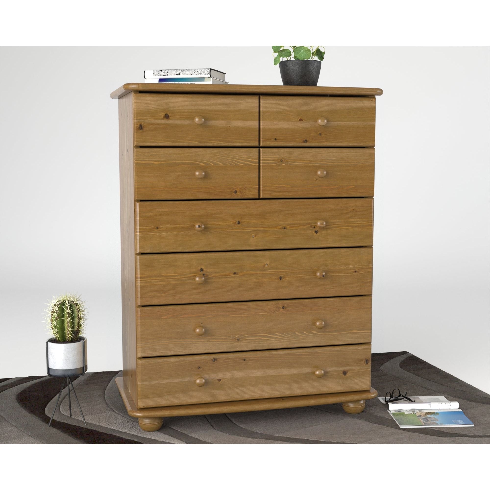 Anika Kiefer Massivholz Kommode  | 8-Schubladen | 100% Bio Kiefer