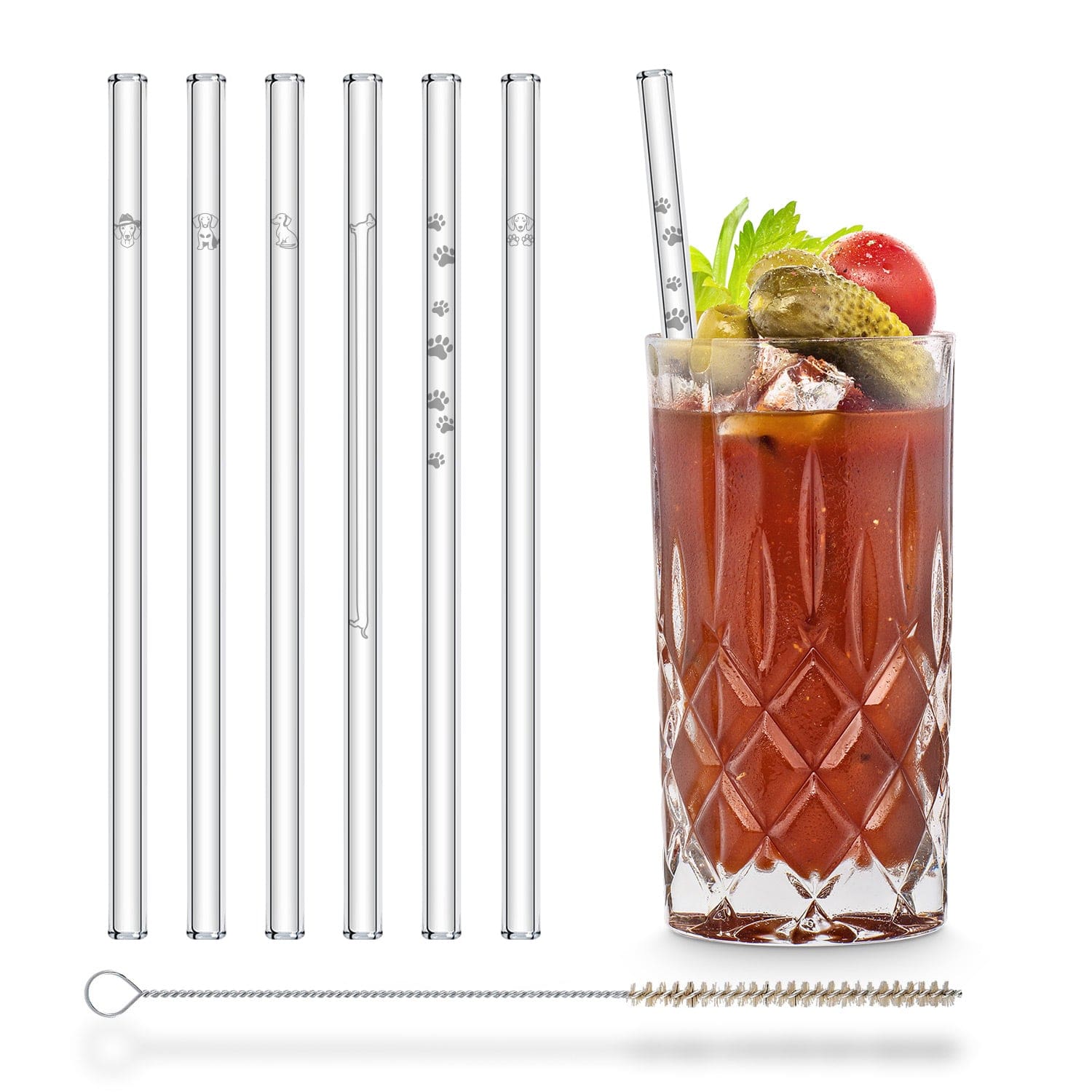 Dackel Glasstrohhalme 6 süße Dackel Motive für alle Hundeliebhaber