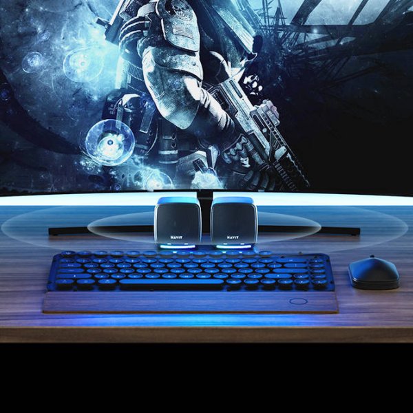 S3 Stereo Lautsprecher Mit 3,5 mm AUX Und Subwoofer RGB LED Beleuchtung USB Stromversorgung Schwarz