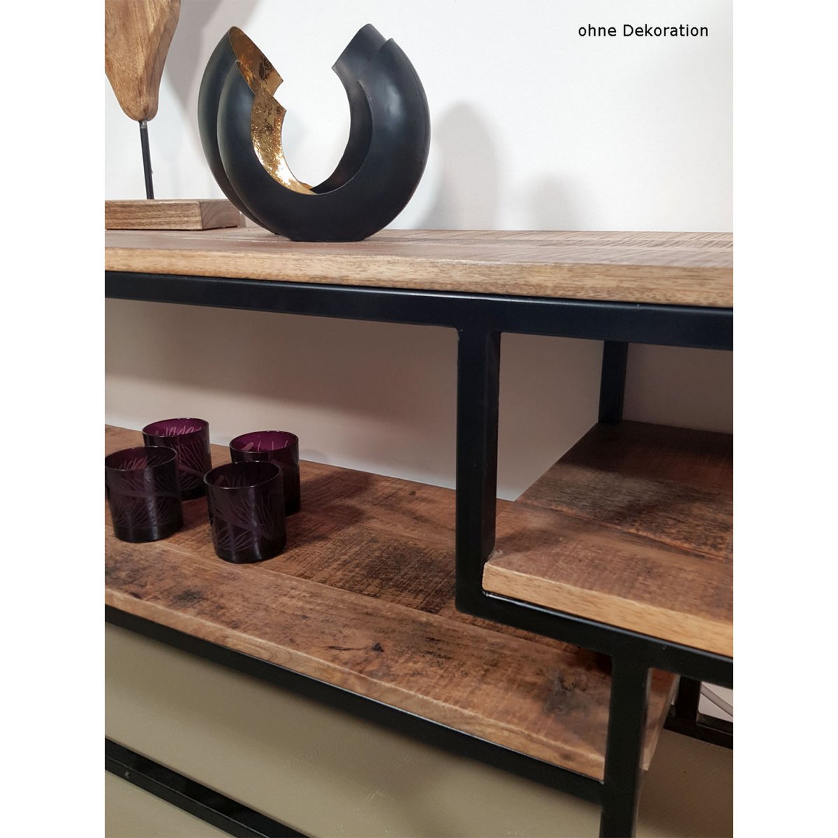 TV Lowboard - Fernsehschrank - 150 x 51 x 36 cm - Liverpool - Metall-Gestell schwarz matt