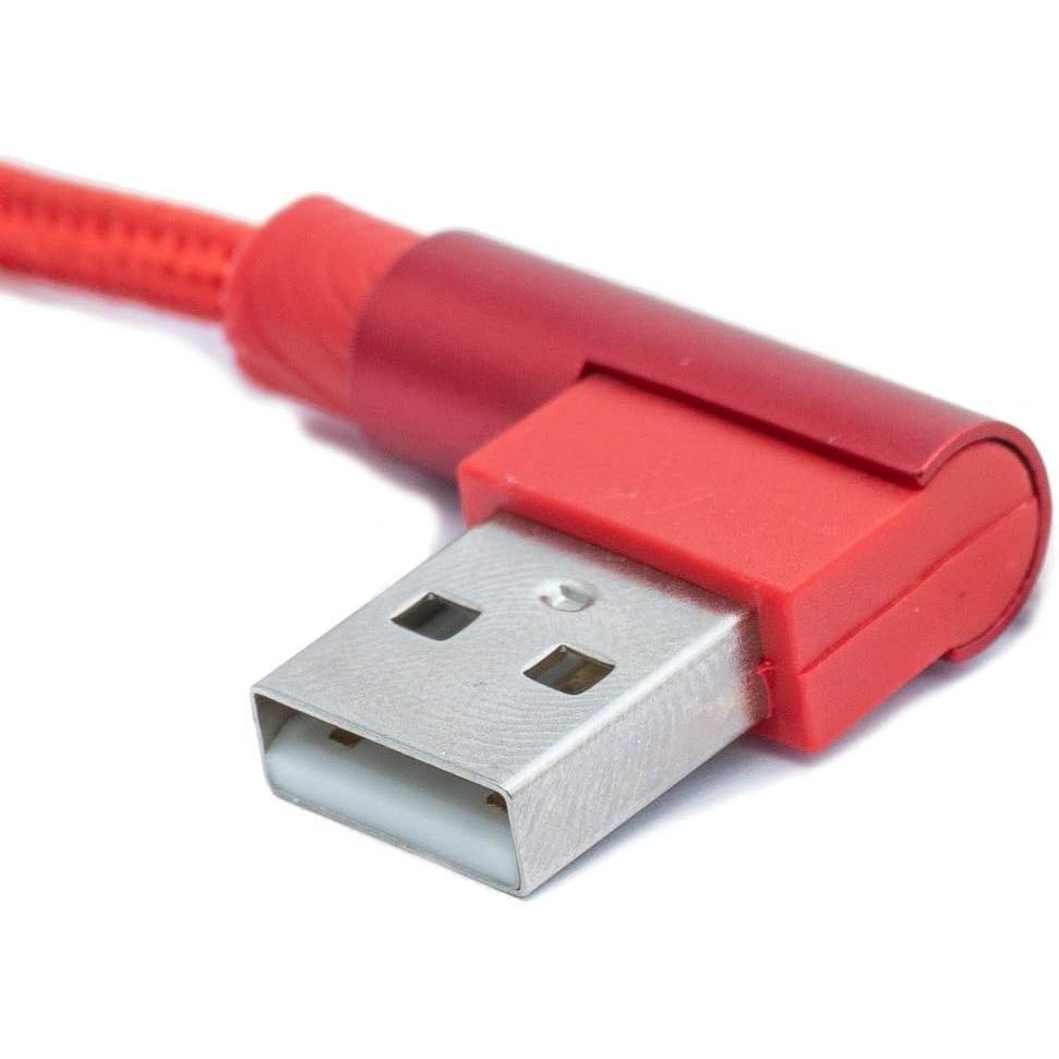 USB 3.1 Kabel 100 CM USB-C auf USB-A Winkel Geflochten Rot Robustes Langlebiges Datenkabel 2 A