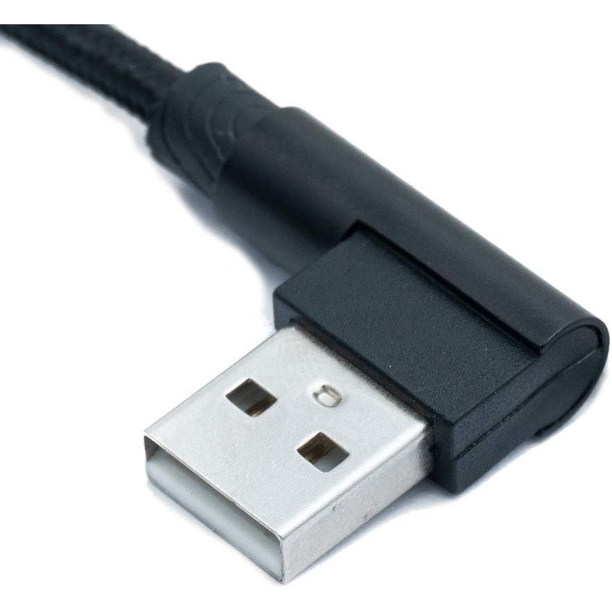 USB C Kabel 100 cm Geflochten Winkelstecker USB A 2 A Lade und Datenkabel Schwarz