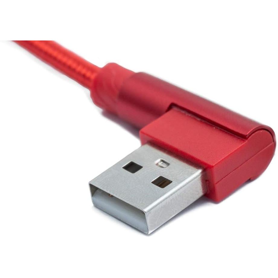 USB 2.0 Kabel Mikro USB Auf USB A Winkel Geflochten Rot 100 Cm Schnelle Datenübertragung