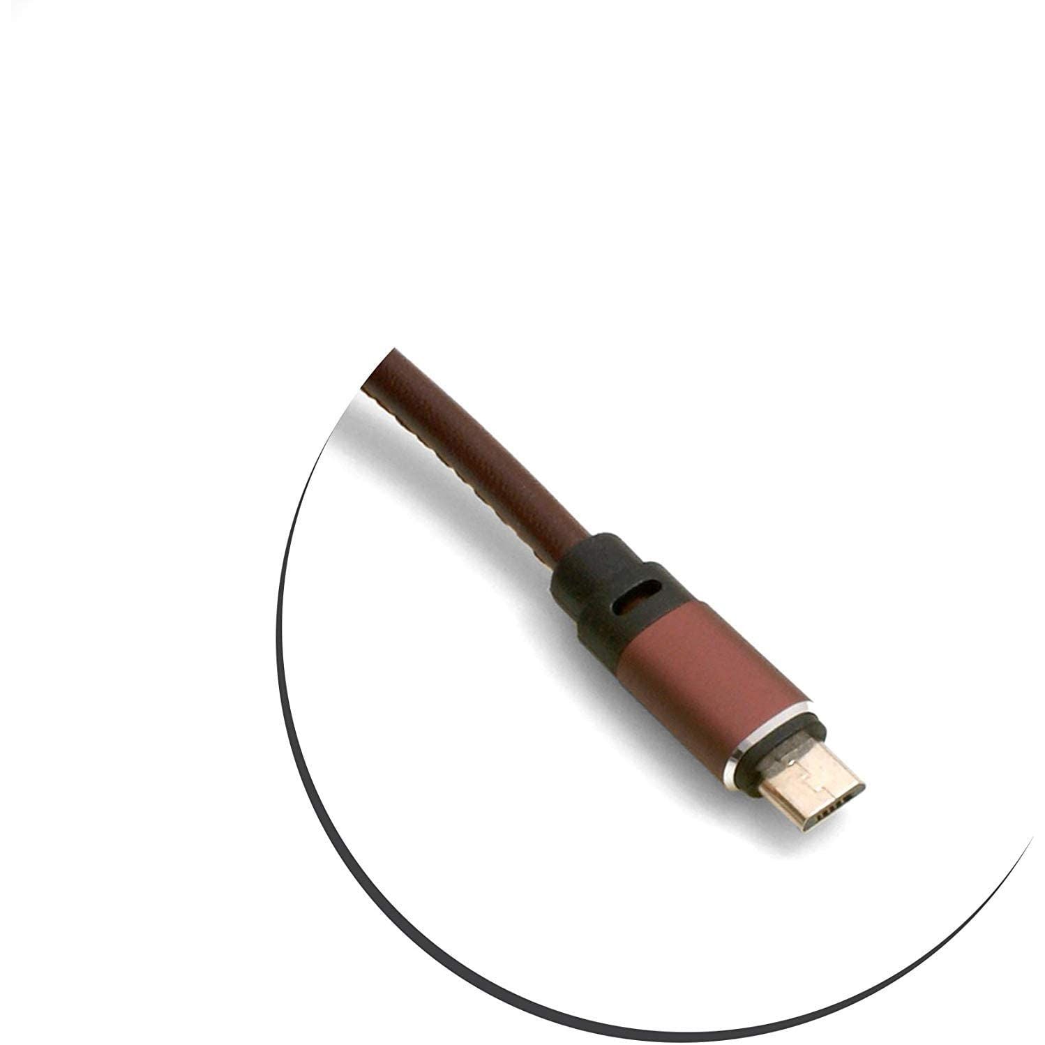 Micro USB Zu USB A 3.0 Kabel 100 cm Lederoptik Braun Aluminiumgehäuse Hochwertig Design
