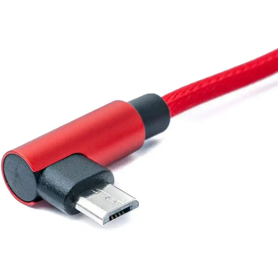 SystemS USB 2.0A Kabel Mikro USB Winkel 100 Zentimeter Geflochten Rot Lade und Datenkabel
