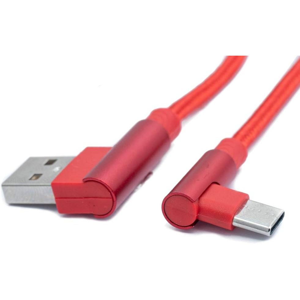 USB 3.1 Kabel 100 CM USB-C auf USB-A Winkel Geflochten Rot Robustes Langlebiges Datenkabel 2 A