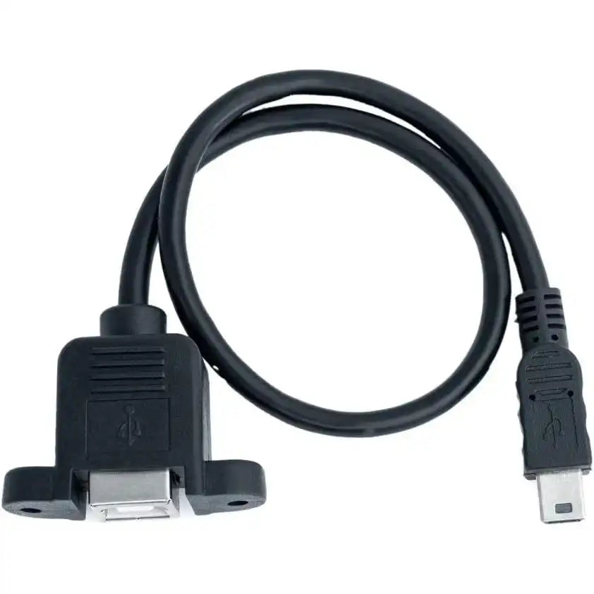 SYSTEM-S USB 2.0 Kabel 30 cm Typ B Buchse Zu Mini Stecker Schraubverbindung Schwarz