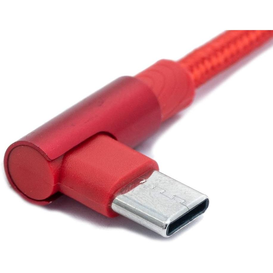 USB 3.1 Kabel 100 CM USB-C auf USB-A Winkel Geflochten Rot Robustes Langlebiges Datenkabel 2 A