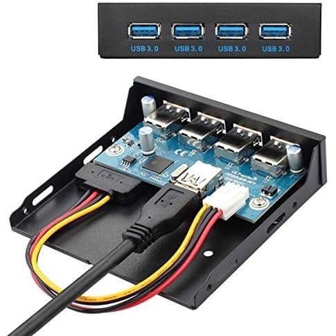 System-S USB HUB Typ A 3.0 4 Anschlüsse Panel Mount zum Motherboard 20poliges Anschlusskabel für 3,5"-Diskettenschacht