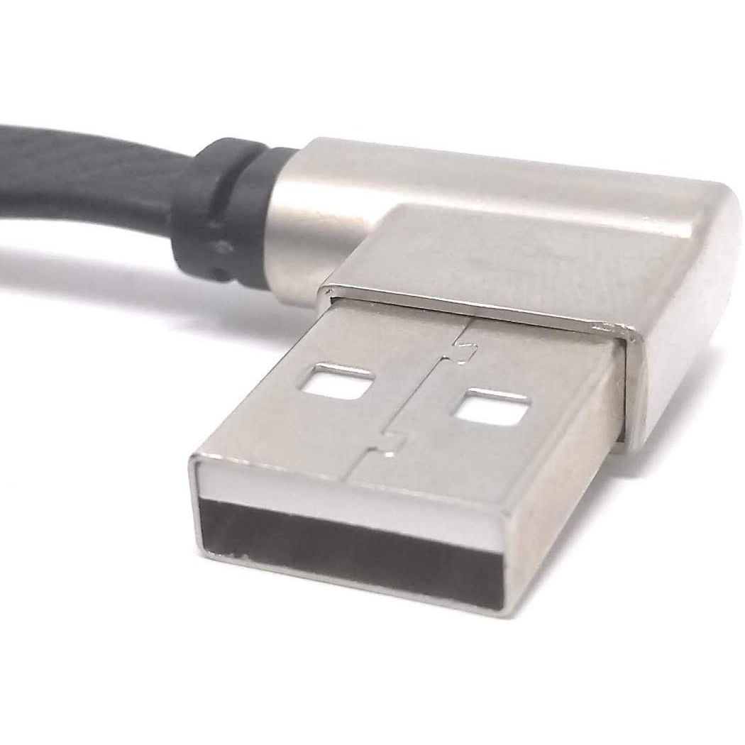 USB C Kabel Mit Winkelstecker Aus Metall Flachband 123 cm Schwarz USB 3.1 Typ C Kabel