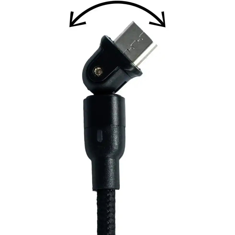SYSTEM-S USB 2.0 Kabel 1 m Micro Stecker zu 2.0 A Buchse 180° Winkel in Schwarz