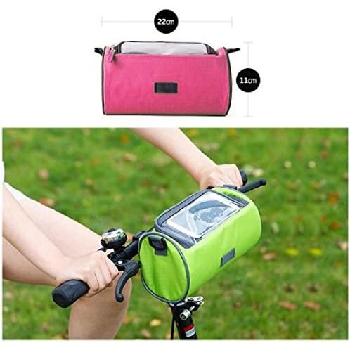 SYSTEM-S 2in1 Lenkertasche Fahrradhalterung Fahrradtasche Schultertasche Schutzhülle für 4,8 Zoll inch Geräte Smartphones in Pink