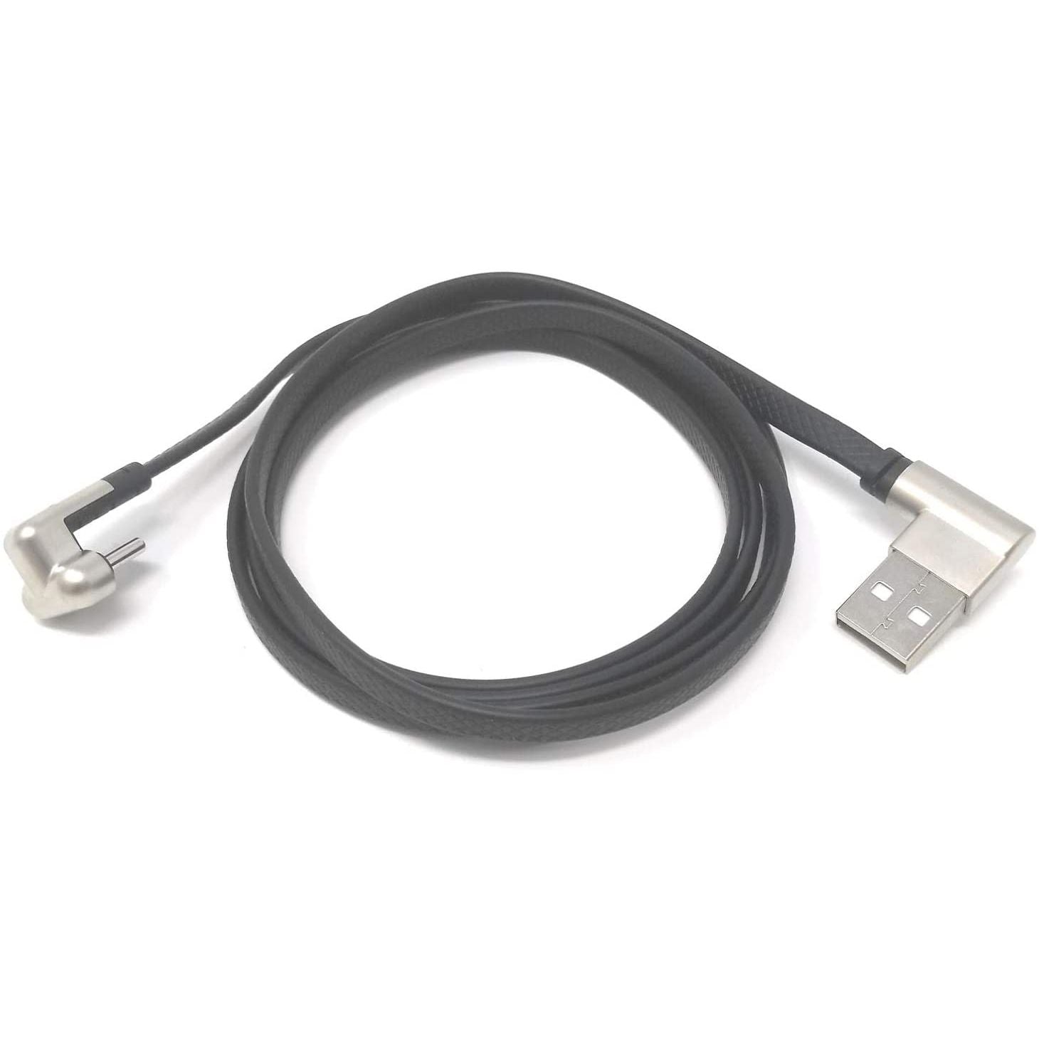 USB C Kabel Mit Winkelstecker Aus Metall Flachband 123 cm Schwarz USB 3.1 Typ C Kabel