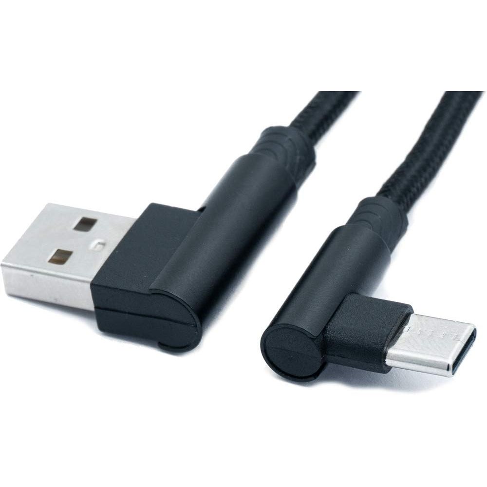 USB C Kabel 100 cm Geflochten Winkelstecker USB A 2 A Lade und Datenkabel Schwarz