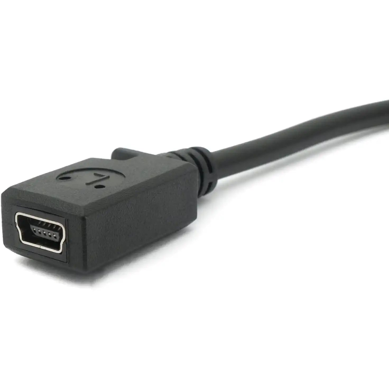 System-S USB 3.1 Kabel 30 cm Typ C Stecker zu 2.0 Mini B Buchse 180° Winkel in Schwarz