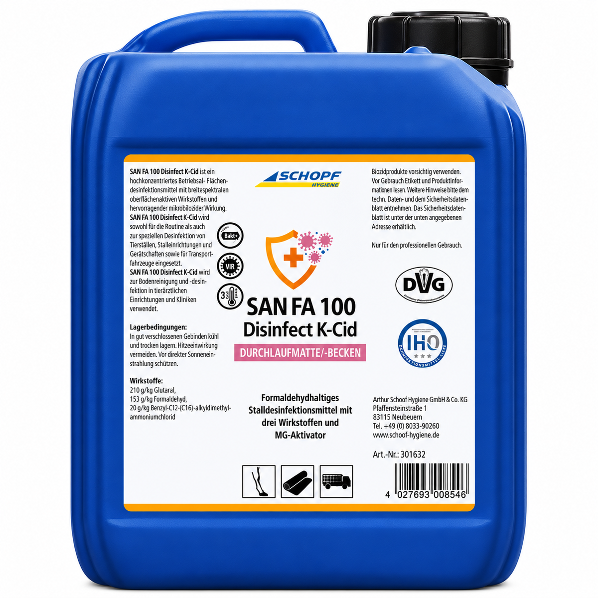 Schopf SAN FA 100 Disinfect K-Cid 20 kg konzentriertes flüssiges Desinfektionsmittel