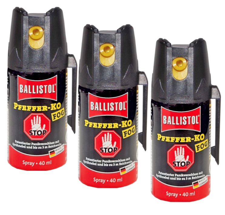  BALLISTOL PFEFFER KO FOG Tierabwehr Pfefferspray 3 x 40 ml 