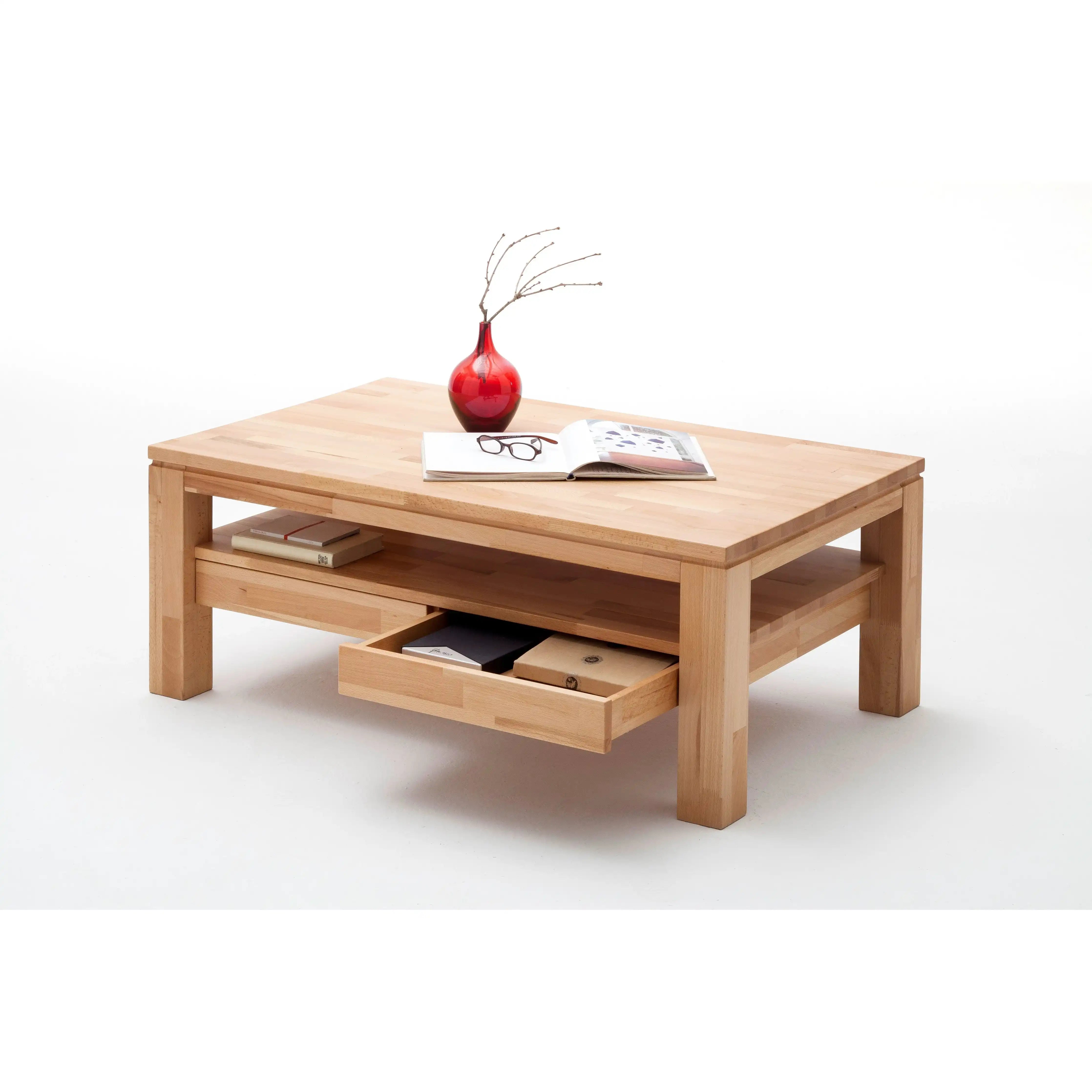 Gordon Couchtisch Aus Kernelbuche Oder Asteiche Massiv Geölt Gewachst Mit Ablage XL