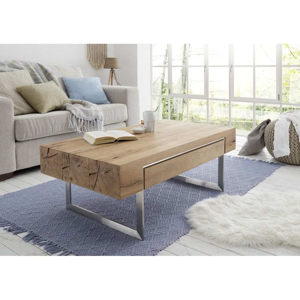 Birmingham Couchtisch Aus Asteiche Furniert Mit Schublade Und Einteilung Gestell