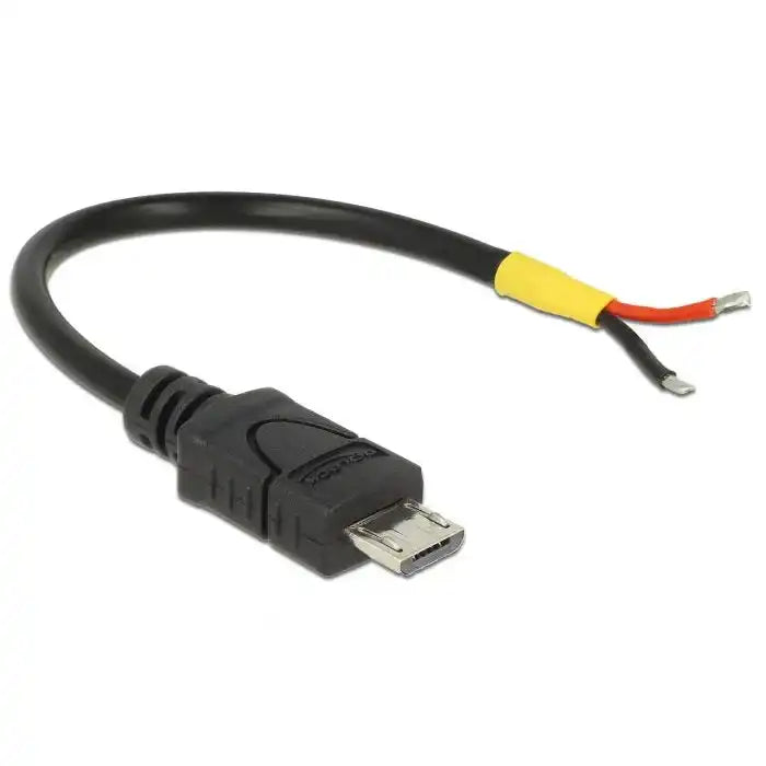 Delock 82697 USB 2.0 Micro B Kabel 10 cm Mit 2 Offenen Kabelenden Zur Stromversorgung Raspberry Pi