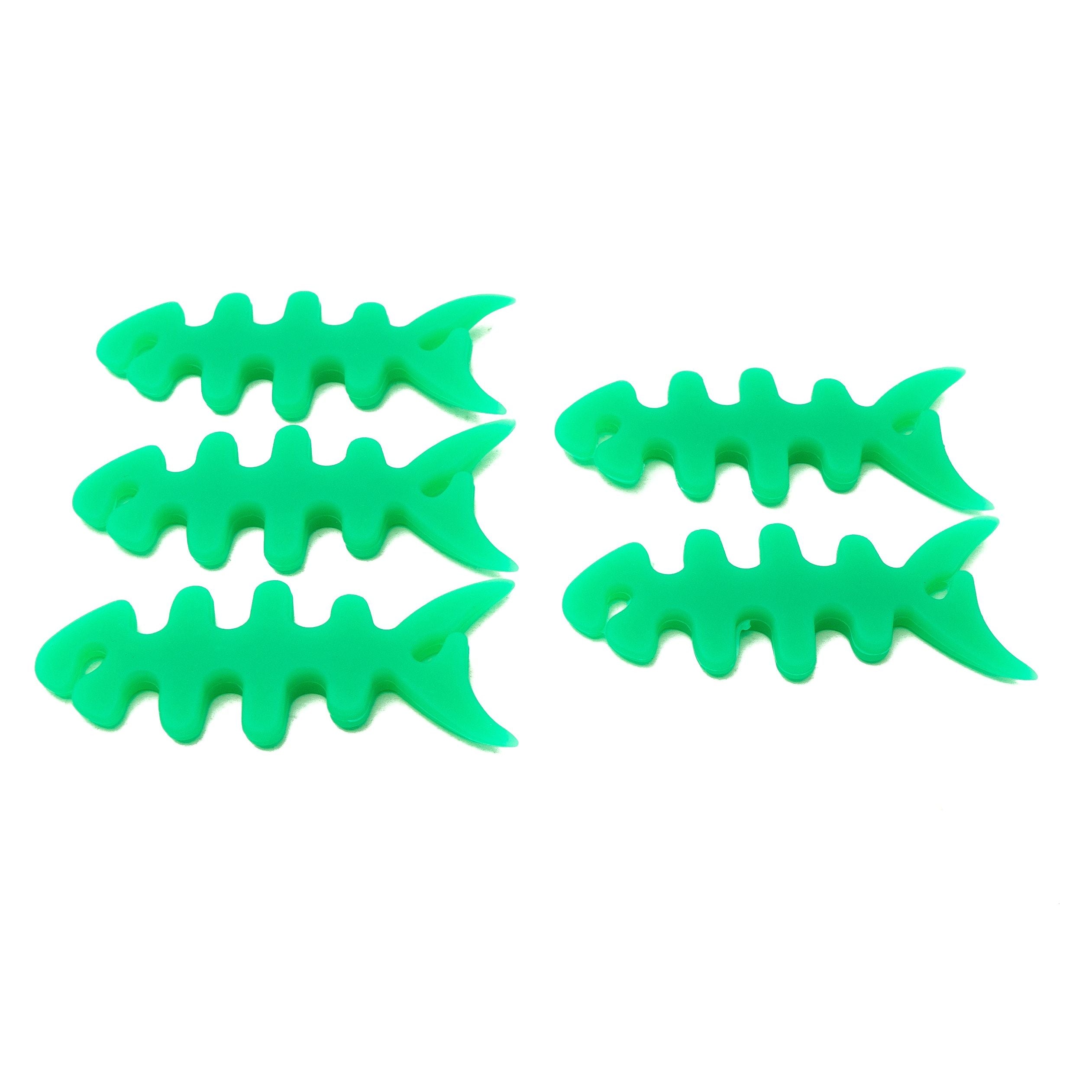 SYSTEM-S 5er Set Kabelaufroller Fischform Silikon Aufwickler Kabelschutz Grün Für Kabelmanagement