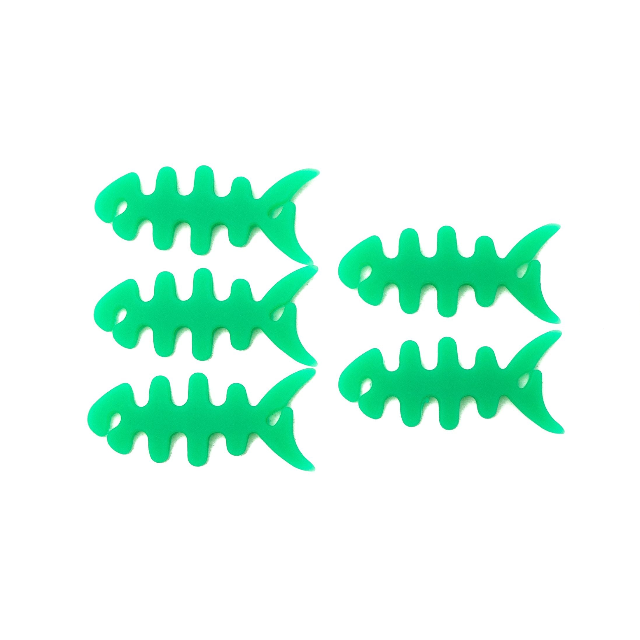 SYSTEM-S 5er Set Kabelaufroller Fischform Silikon Aufwickler Kabelschutz Grün Für Kabelmanagement