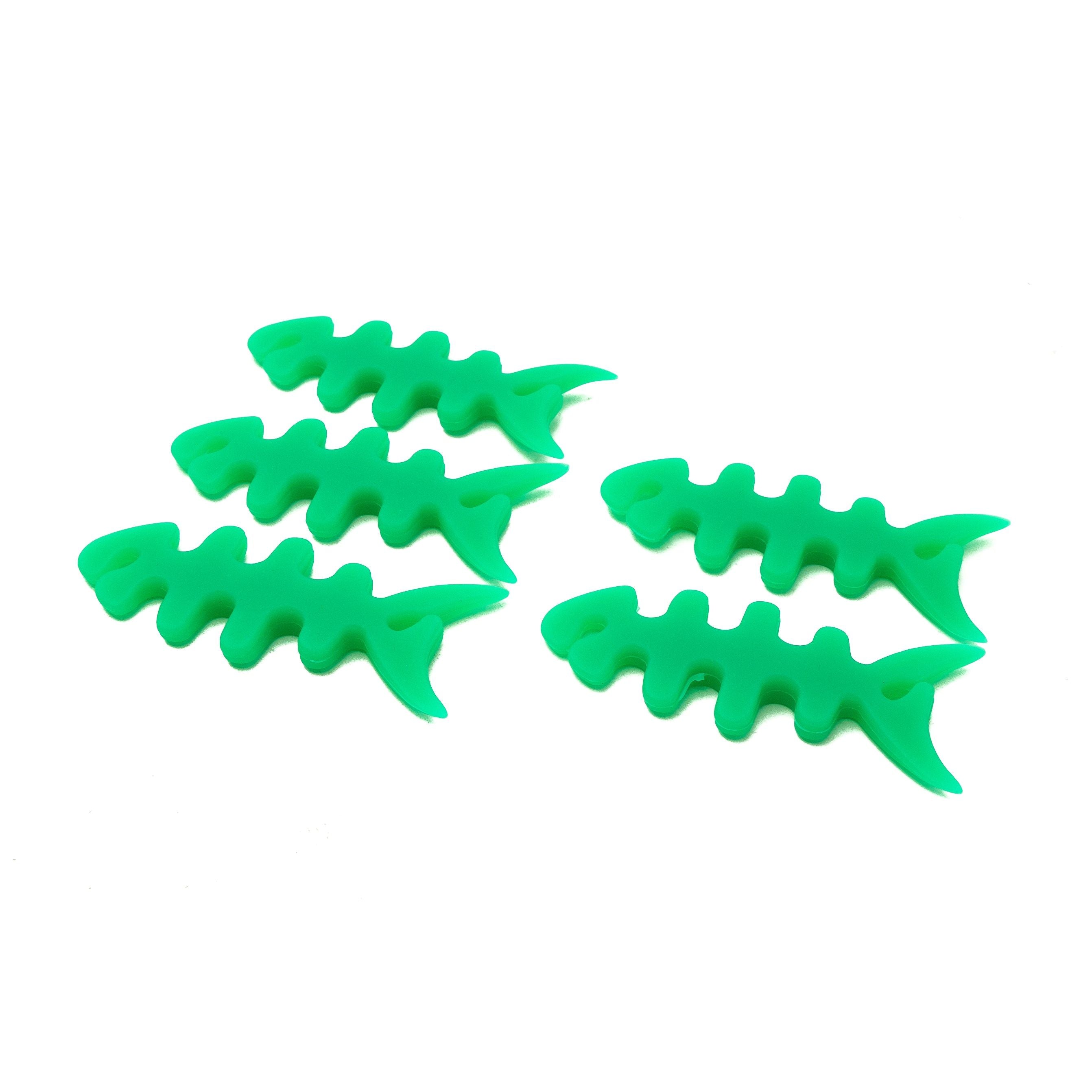 SYSTEM-S 5er Set Kabelaufroller Fischform Silikon Aufwickler Kabelschutz Grün Für Kabelmanagement