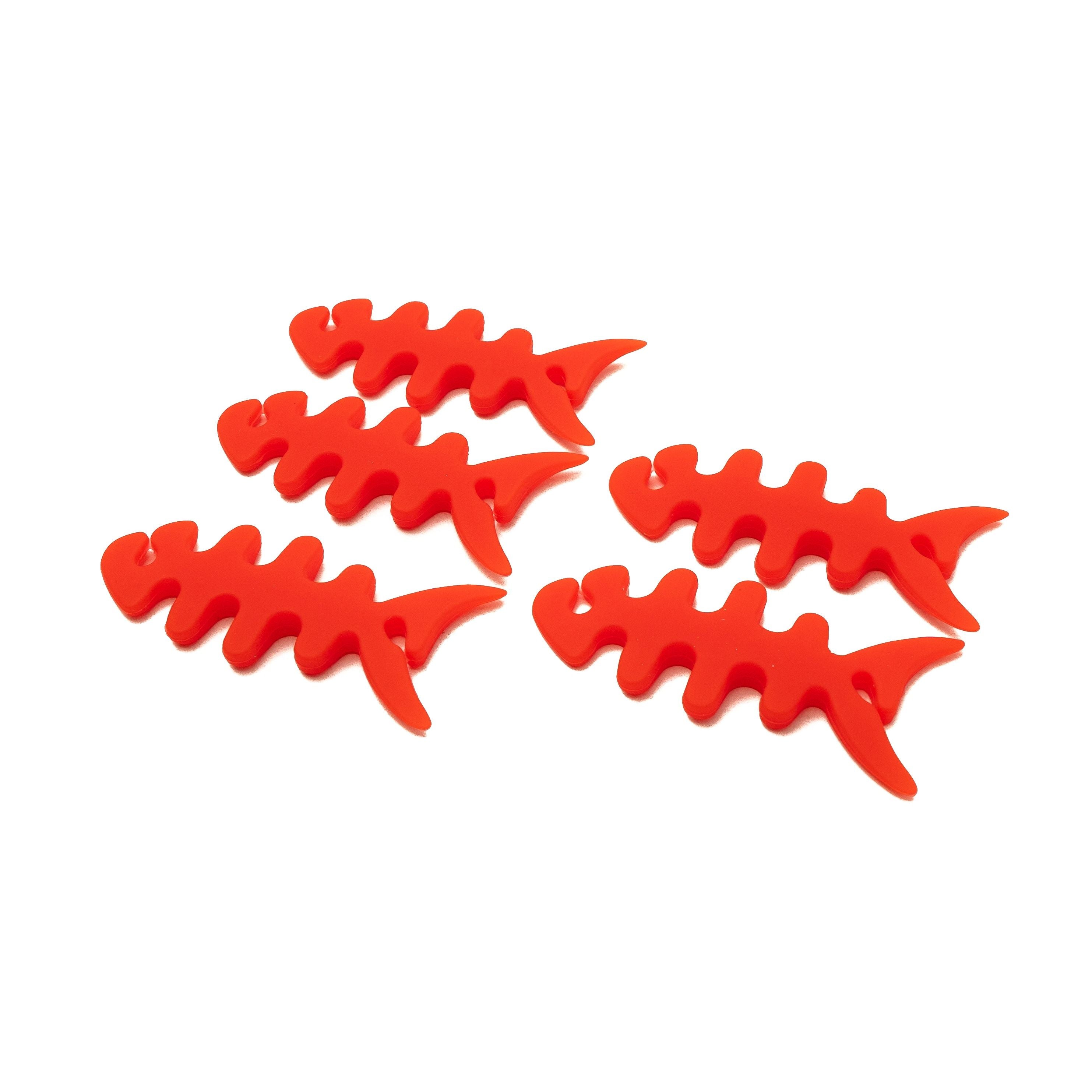 5er Set Kabelmanager Wrap Fischform Silikon Aufroller Rot Kabelschutz Für Kabel Organisation