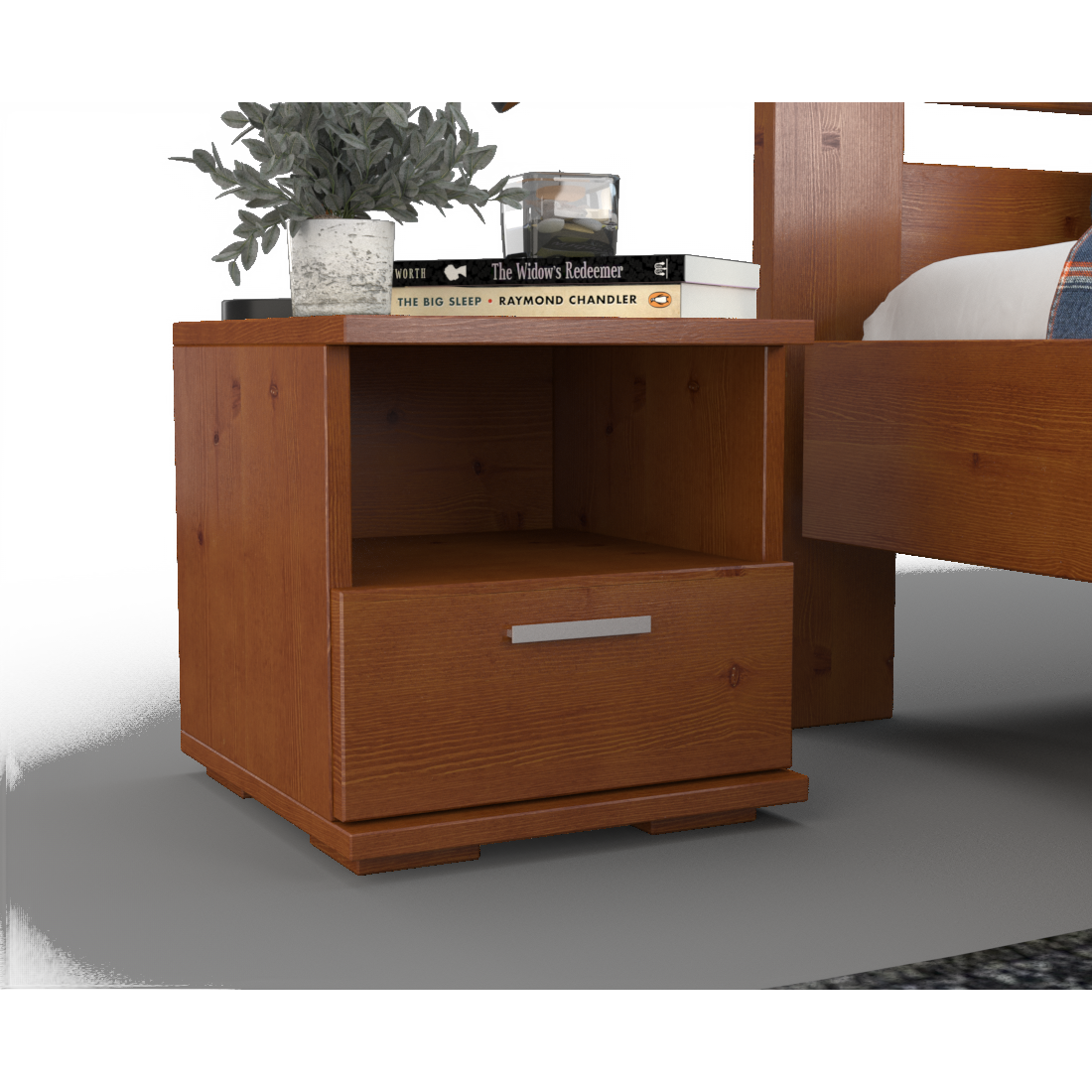 Nobis Kiefer Massivholz Nachttisch Nachtschrank | 1-Schublade und 1 Regal | 100% Bio Kiefer