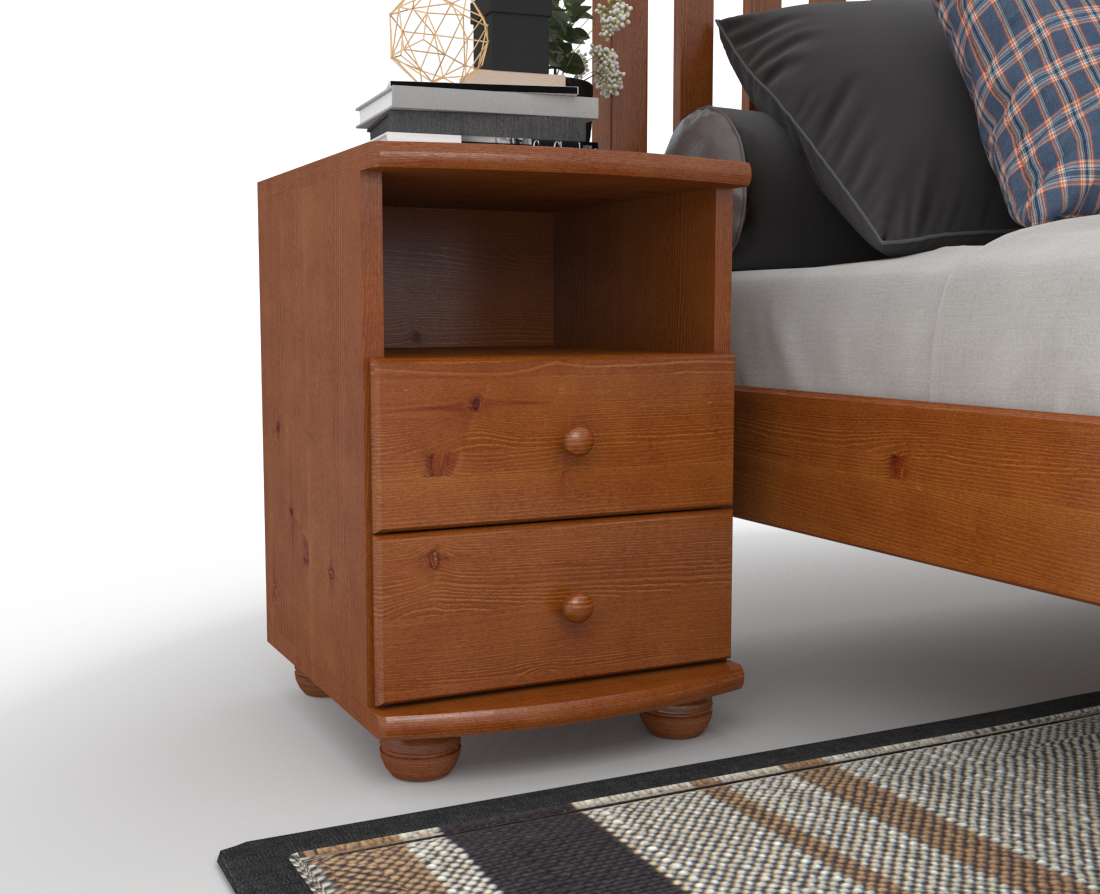 Claudia Kiefer Massivholz Nachttisch Nachtschrank | 2-Schubladen und 1 Regal | 100% Bio Kiefer