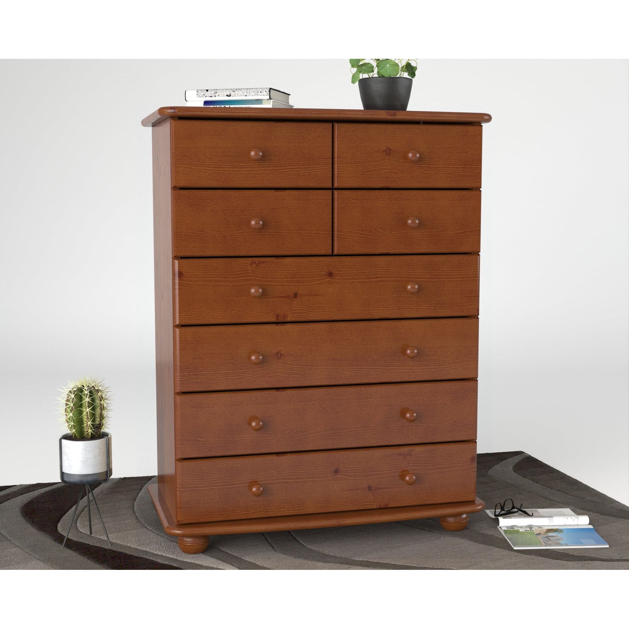 Anika Kiefer Massivholz Kommode  | 8-Schubladen | 100% Bio Kiefer