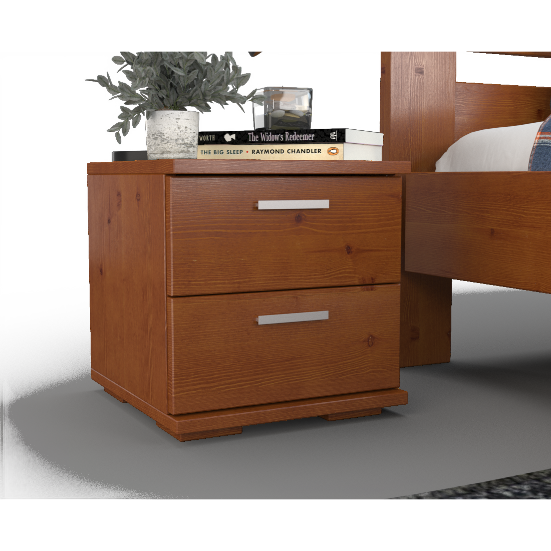 Nobis Kiefer Massivholz Nachttisch Nachtschrank | 2-Schubladen | 100% Bio Kiefer