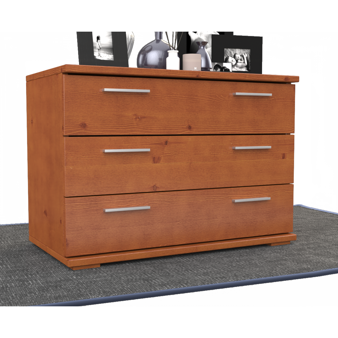 Nobis Kommode Sideboard | 3 große Schubladen | 57cm hoch | 100% Bio Kiefer Massivholz