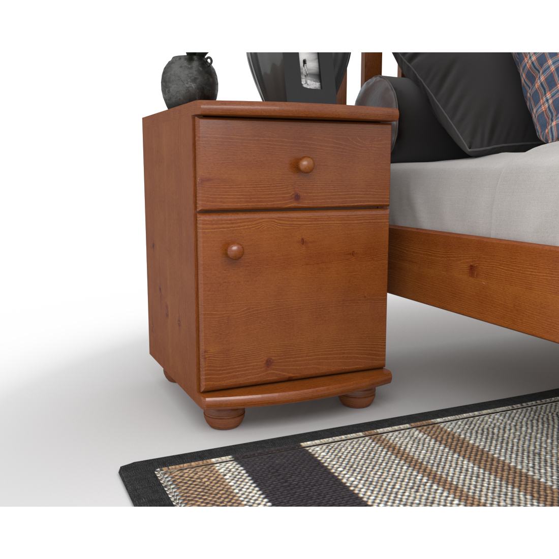 Claudia Kiefer Massivholz Nachttisch Nachtschrank | 1-Schublade 1-Türig | 100% Bio Kiefer