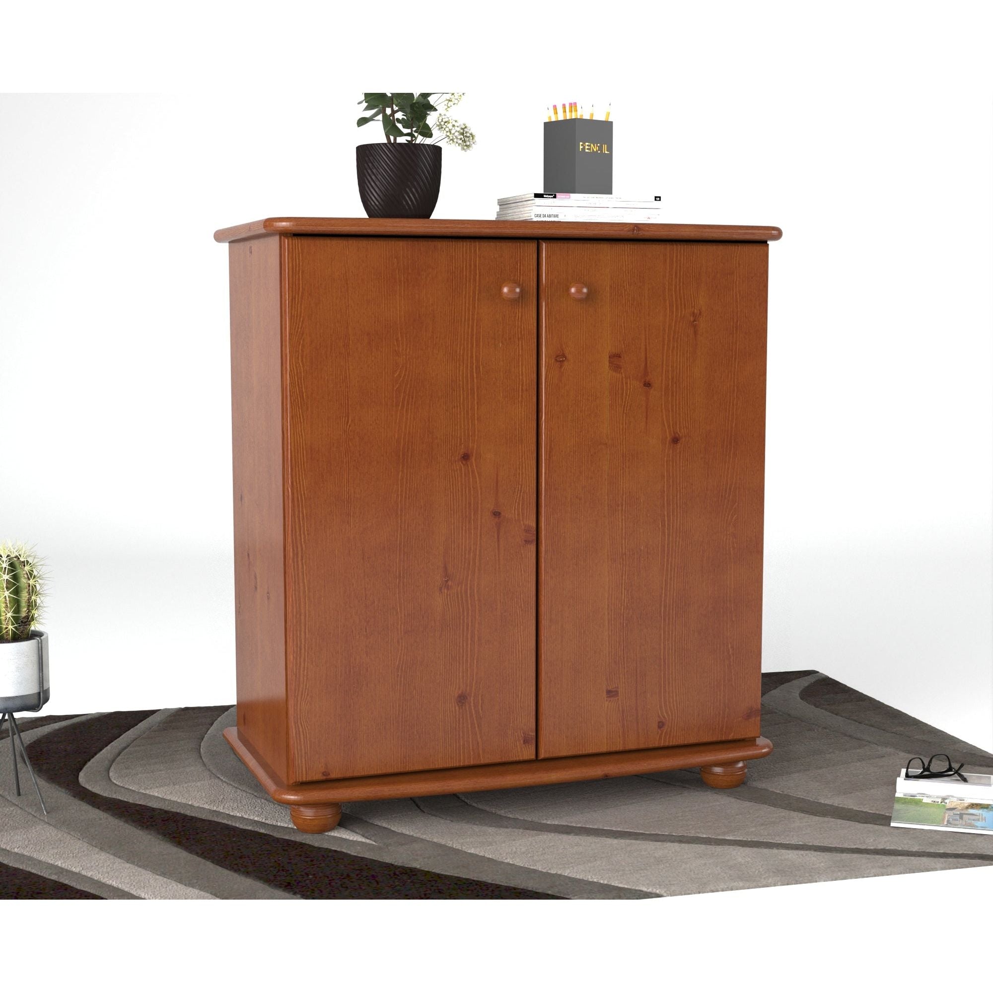 Anika Kommode 93er | Sideboard | Anrichte | 2-Türig mit Regalfächer | 100% Bio Kiefer Massivholz