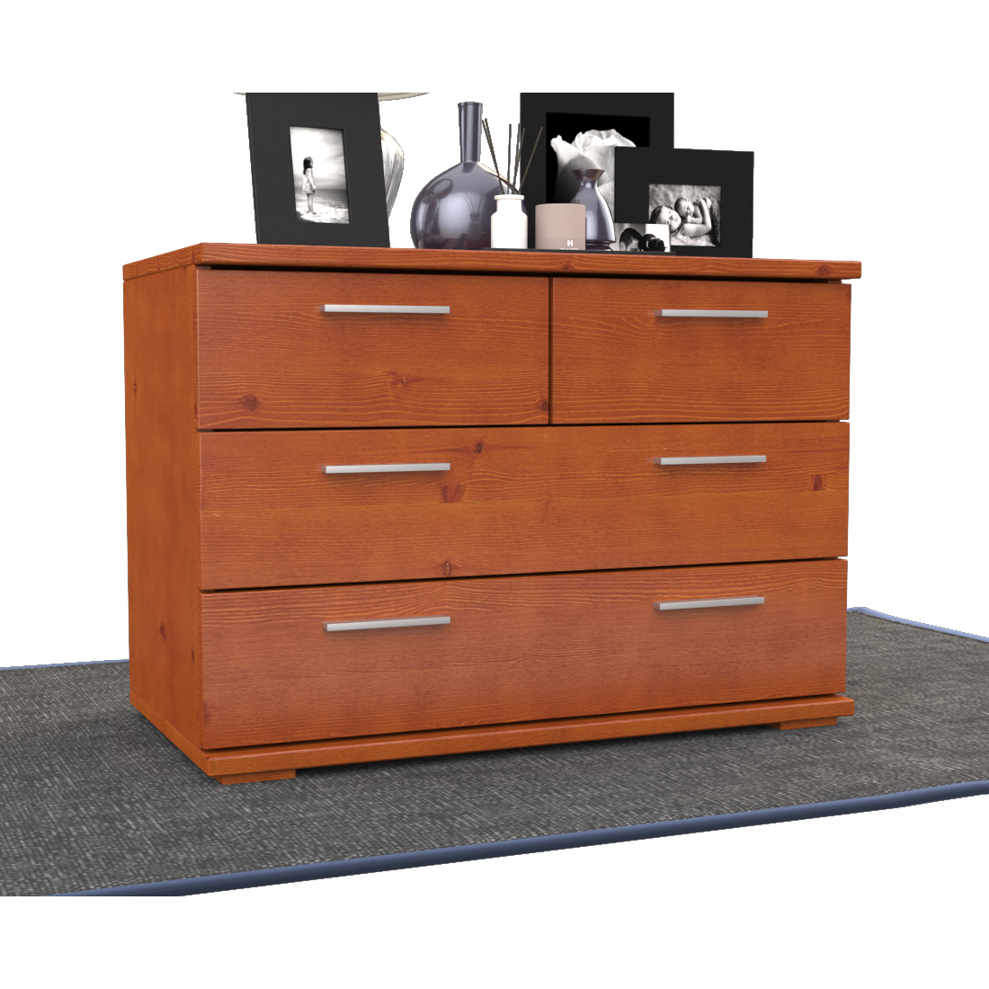 Nobis Kommode Sideboard | Anrichte | 4-Schubladen | 57cm hoch | 100% Bio Kiefer Massivholz