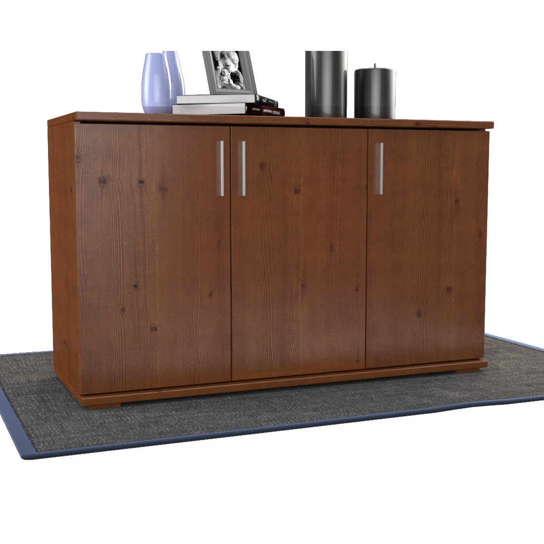 Nobis Kommode Sideboard | Anrichte | 3-Türig mit Regalböden | 100% Bio Kiefer Massivholz