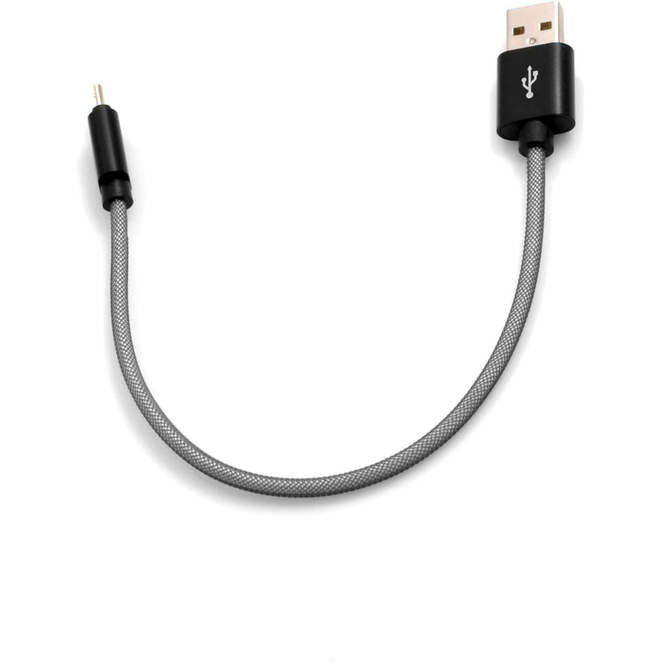Micro USB Zu USB A 2.0 Kabel 25 Cm Geflochtene Nylon Ummantelung Grau Fuer Smartphone Und Tablet