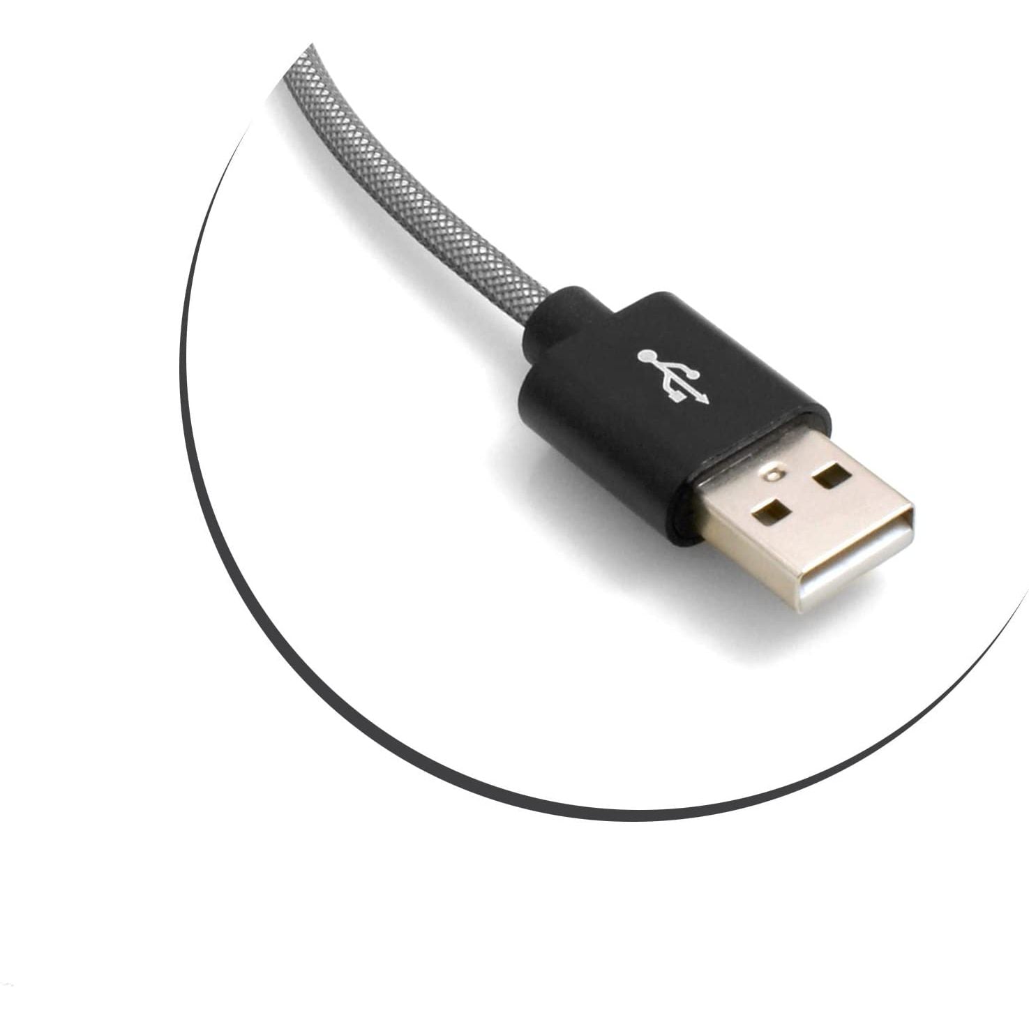 Micro USB Zu USB A 2.0 Kabel 25 Cm Geflochtene Nylon Ummantelung Grau Fuer Smartphone Und Tablet