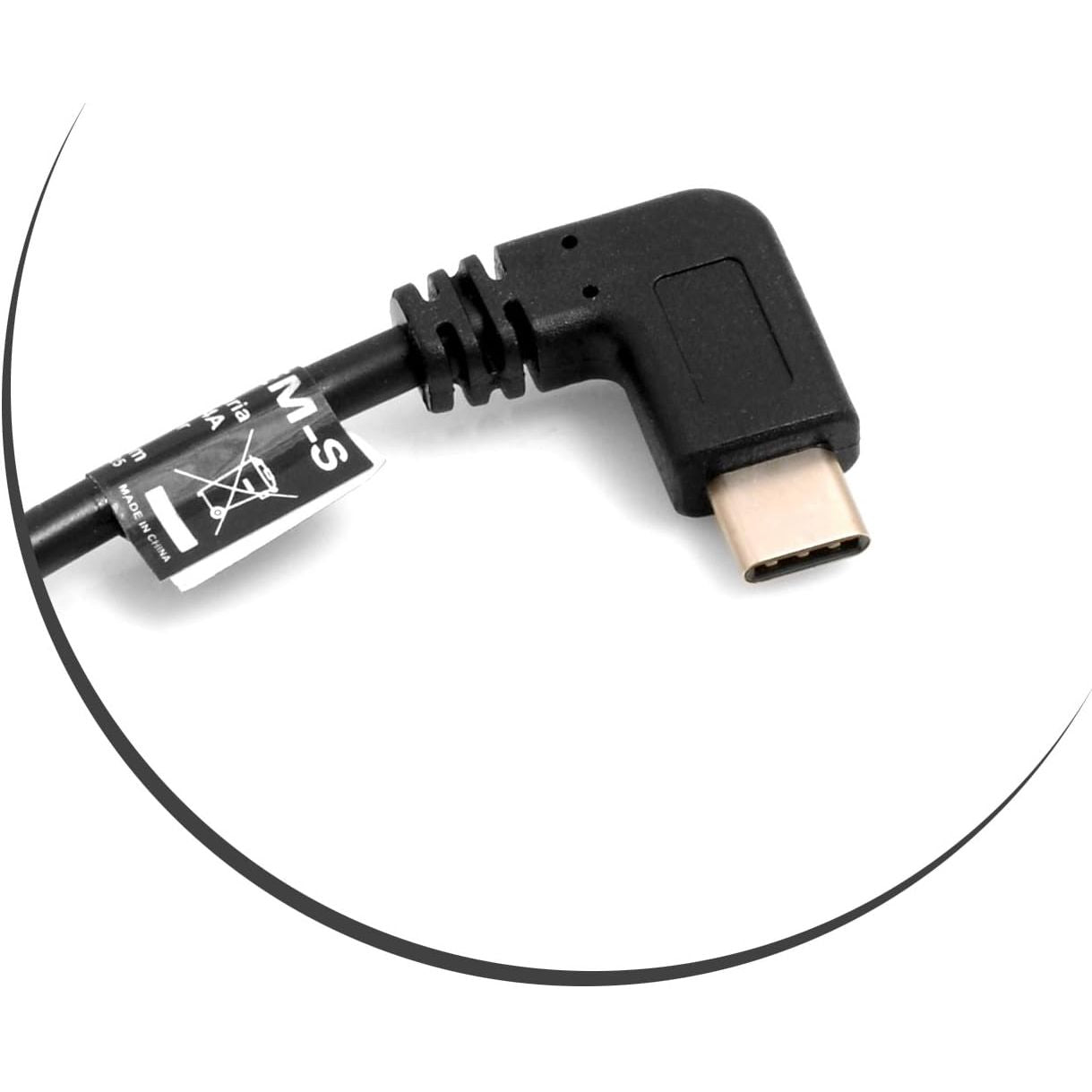 SYSTEM-S USB 3.1 Type C Stecker 90° Grad gewinkelt zu USB 3.1 Type C Buchse Kabel Datenkabel Ladekabel 30 cm