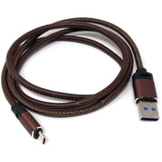 Micro USB Zu USB A 3.0 Kabel 100 cm Lederoptik Braun Aluminiumgehäuse Hochwertig Design