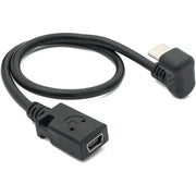 System-S USB 3.1 Kabel 30 cm Typ C Stecker zu 2.0 Mini B Buchse 180° Winkel in Schwarz