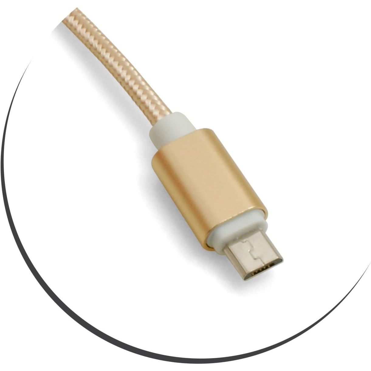 SYSTEM-S Micro USB Zu USB-A Kabel Adapter Nylon Geflochten Gold 25cm - Schnelles Laden Und Zuverlässige Datenübertragung