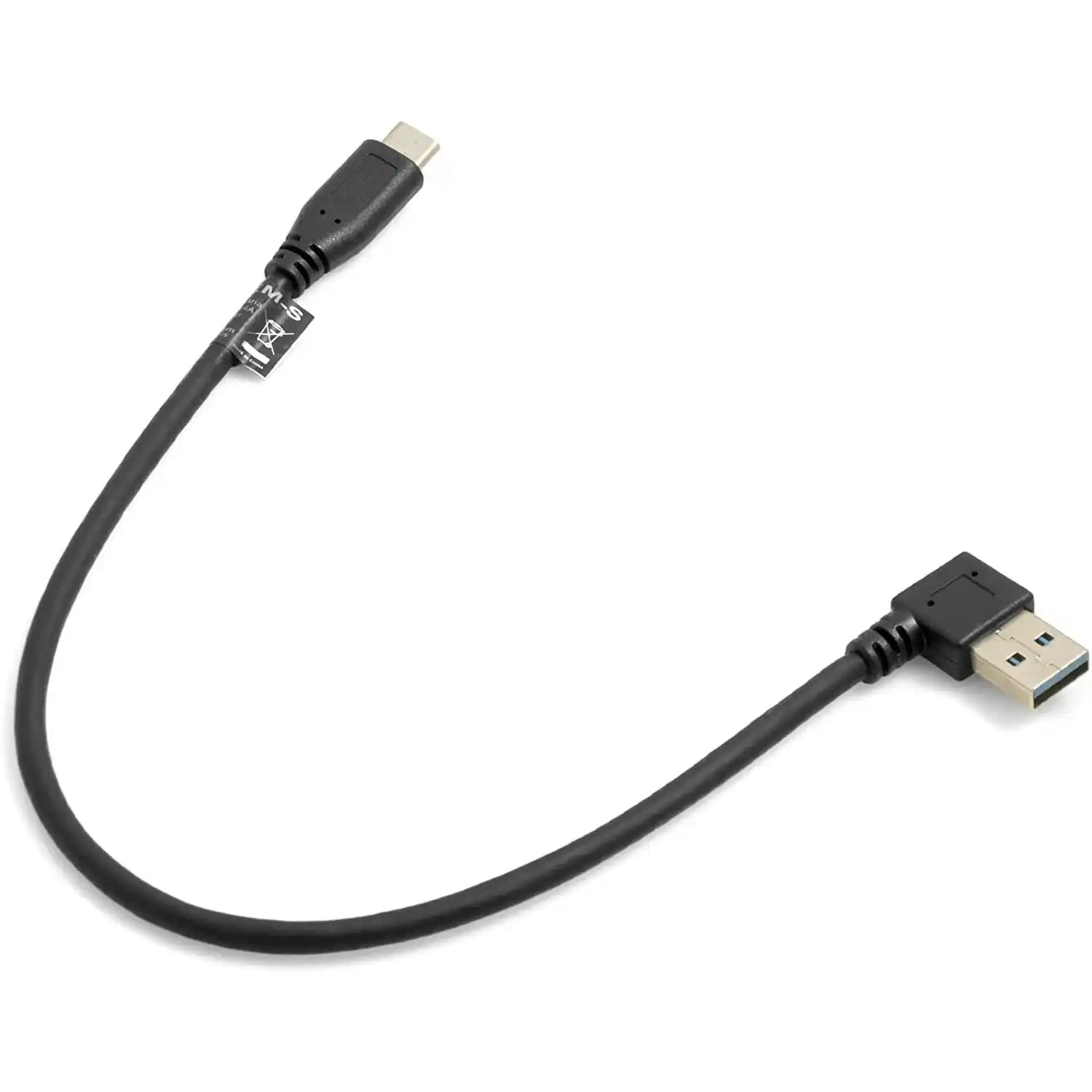 SYSTEM-S USB C Kabel Typ C Männlich Zu USB A Männlich Winkel Links 32 Cm Schwarz USB 3.0 5 Gbit/S