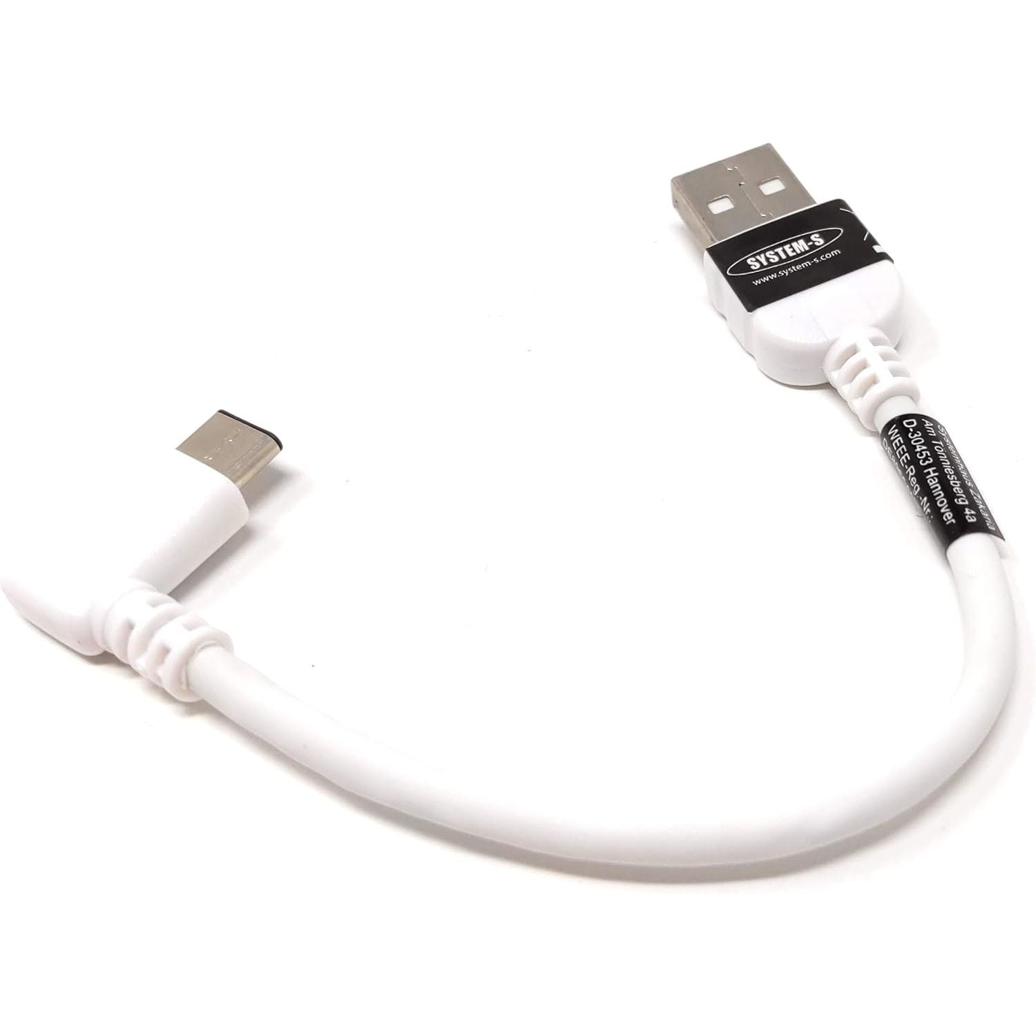 System-S USB-C Zu USB-A Kabel 90 Grad Winkelstecker 10 cm USB 3.1 Typ C Auf USB 2.0 Typ A Verbindung